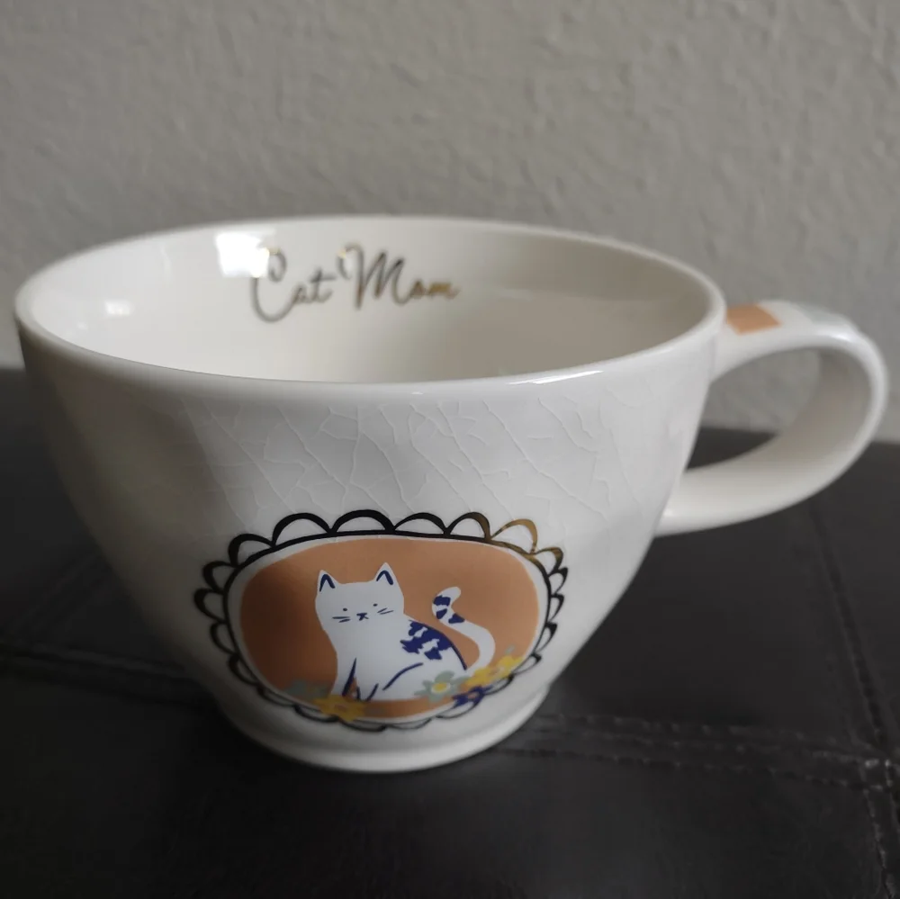 Threshold "Cat Mom" Stoneware Mug with Gold Trim and Crinkle Finish - Picture 2 of 9